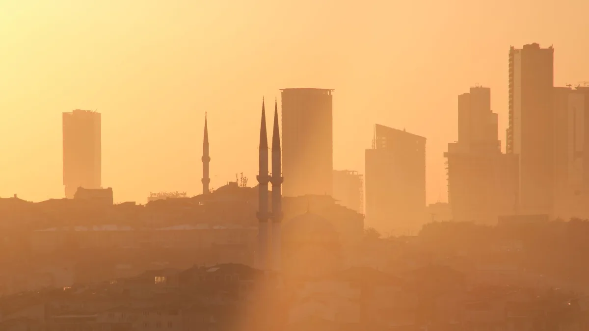 A captivating view of Istanbul's skyline at sunset, highlighting iconic minarets.